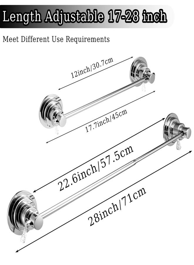 wutfuooo Extendable 17-28 inch Suction Cup Towel Bar,Bath Shower Towel Holder Shower Door Adhesive Towel Bar Suction Towel Rack (Suction Cup, Chrome) - Image 2